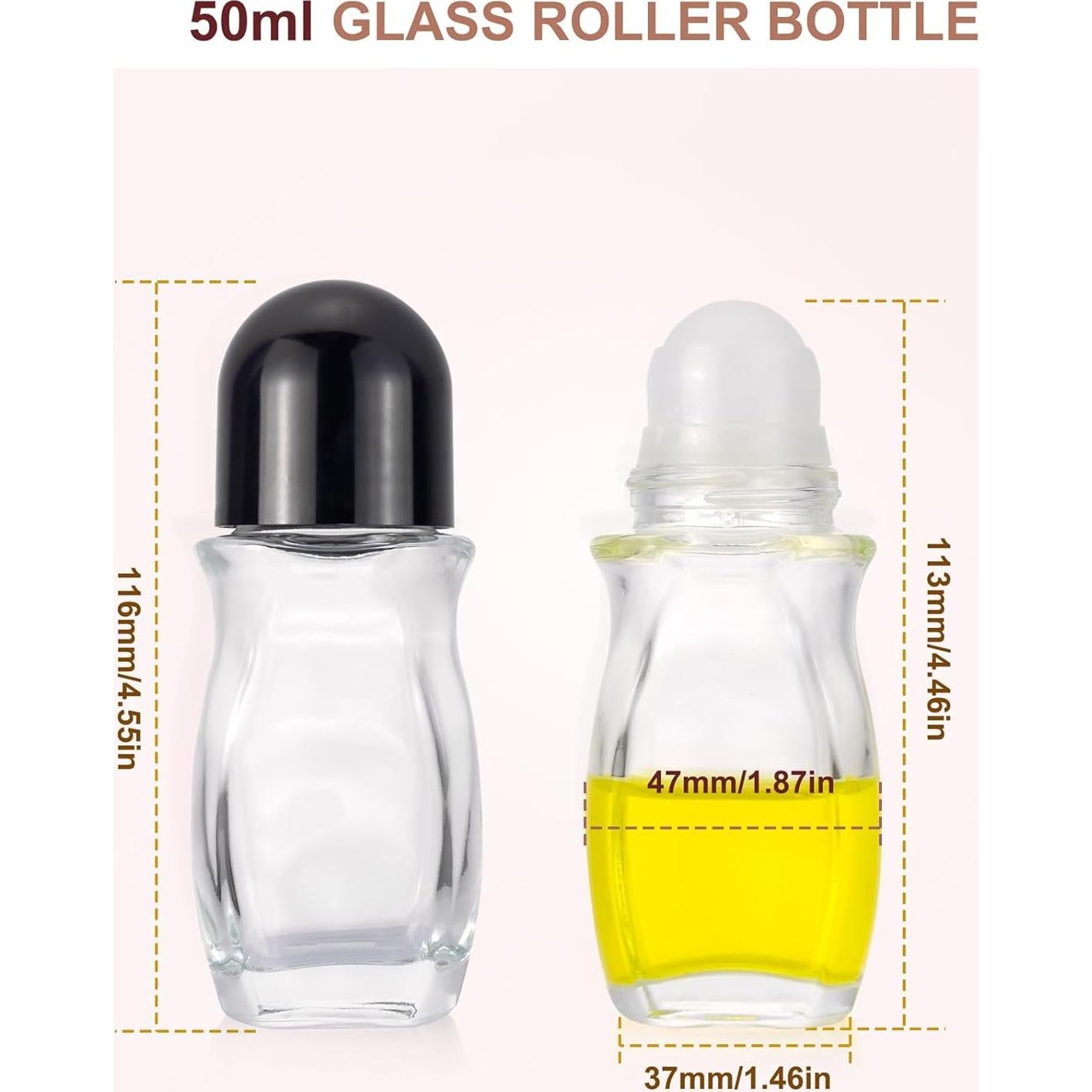 Botellas de Rodillo Kesell 50ml Vidrio Transparente 2PCS