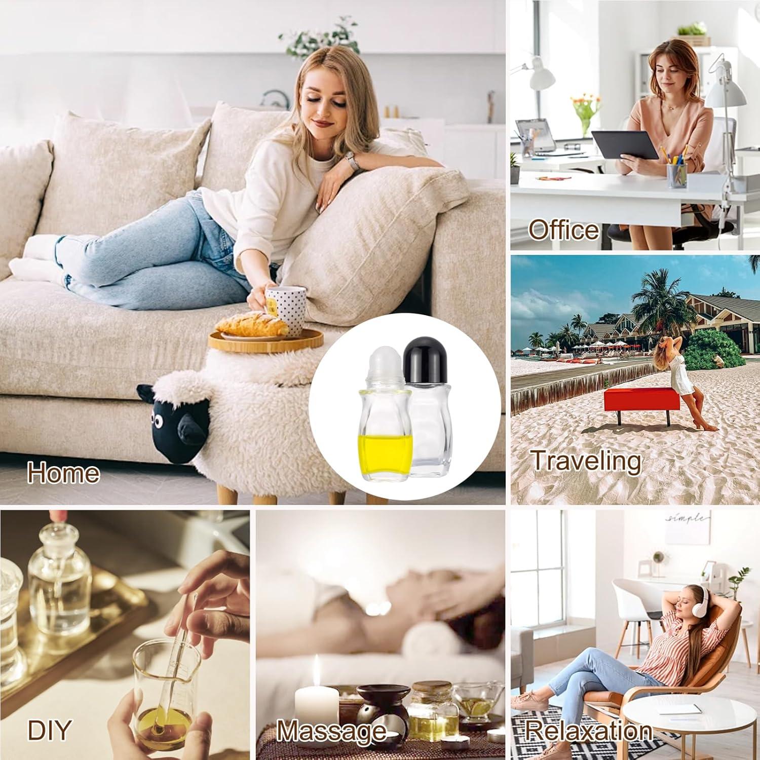 Botellas de Rodillo Kesell 50ml Vidrio Transparente 2PCS