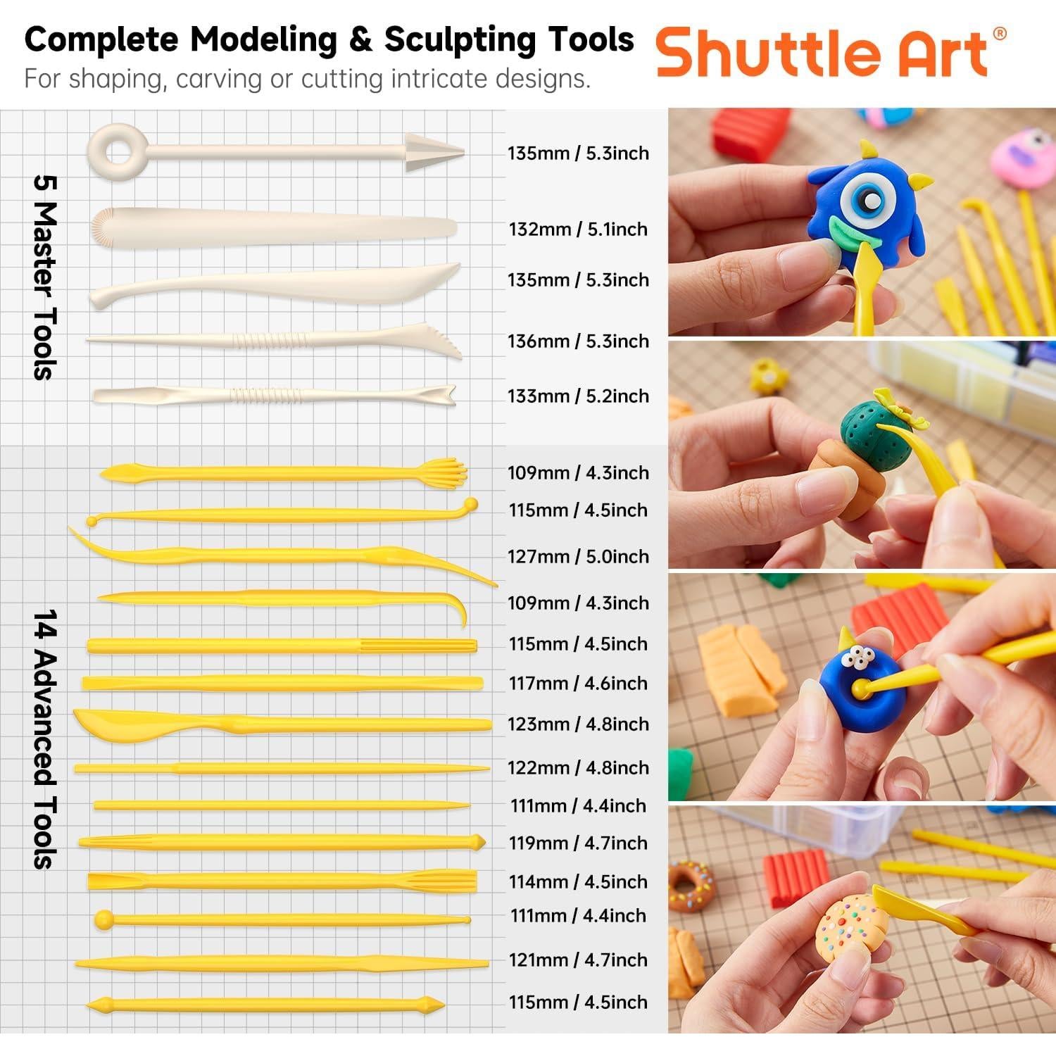 Kit de Arcilla Polimérica Shuttle Art 112 Colores y 20 Herramientas