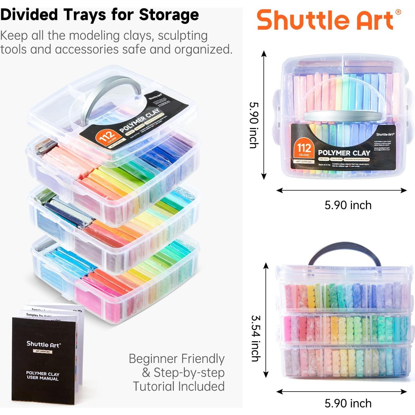 Kit de Arcilla Polimérica Shuttle Art 112 Colores y 20 Herramientas