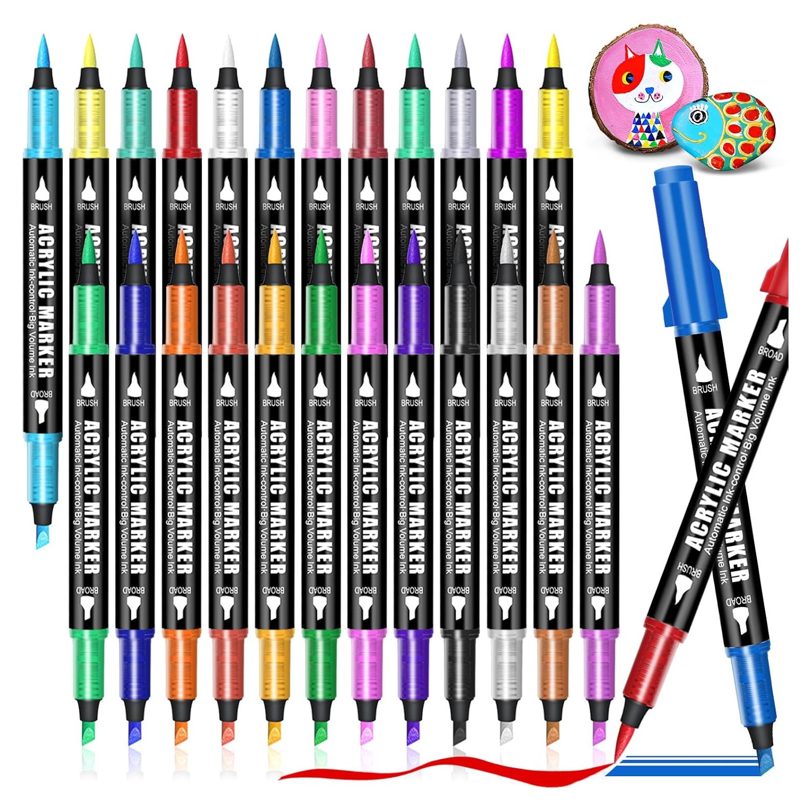 Marcadores Acrílicos Aen Art 24 Colores Doble Punta 1-5mm