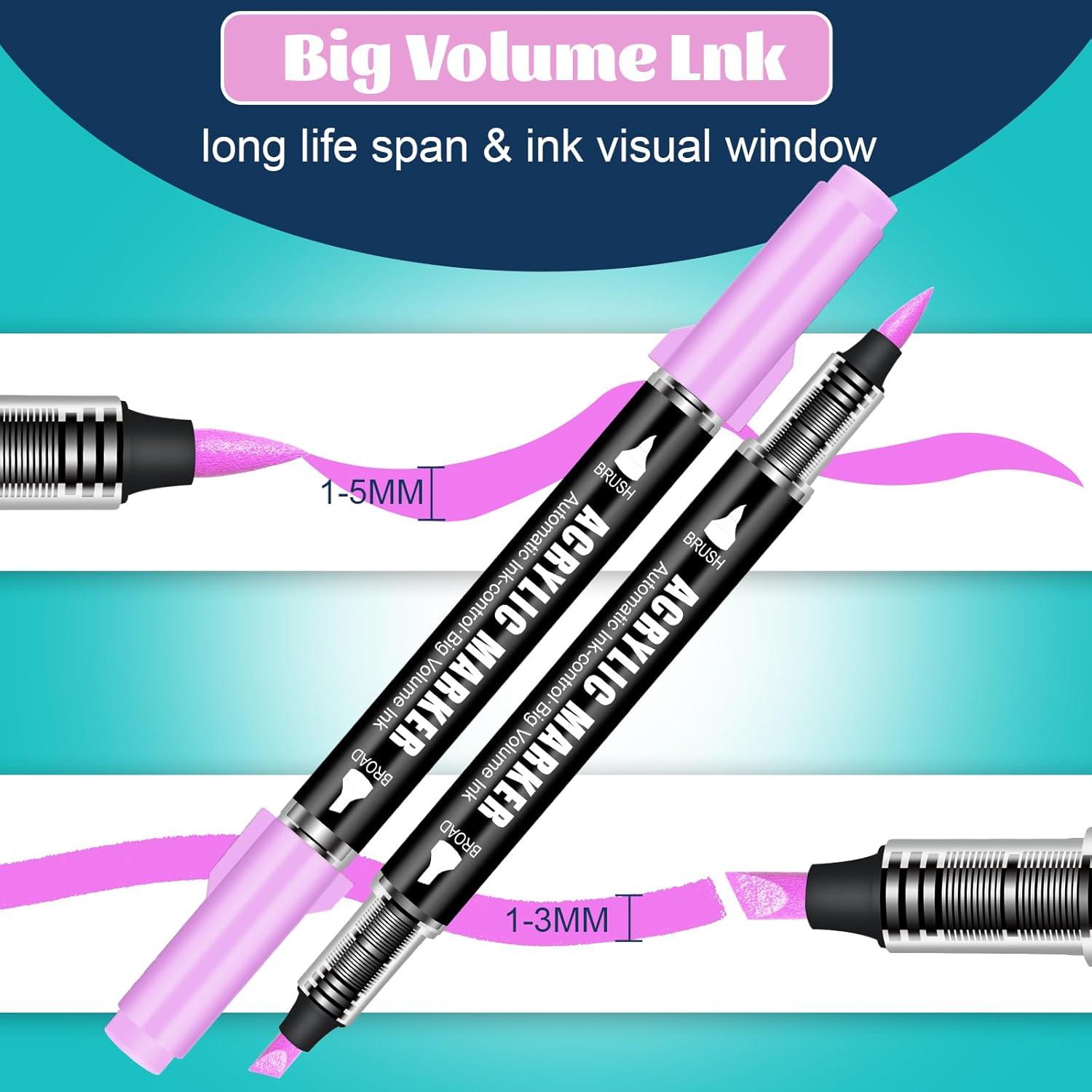 Marcadores Acrílicos Aen Art 24 Colores Doble Punta 1-5mm