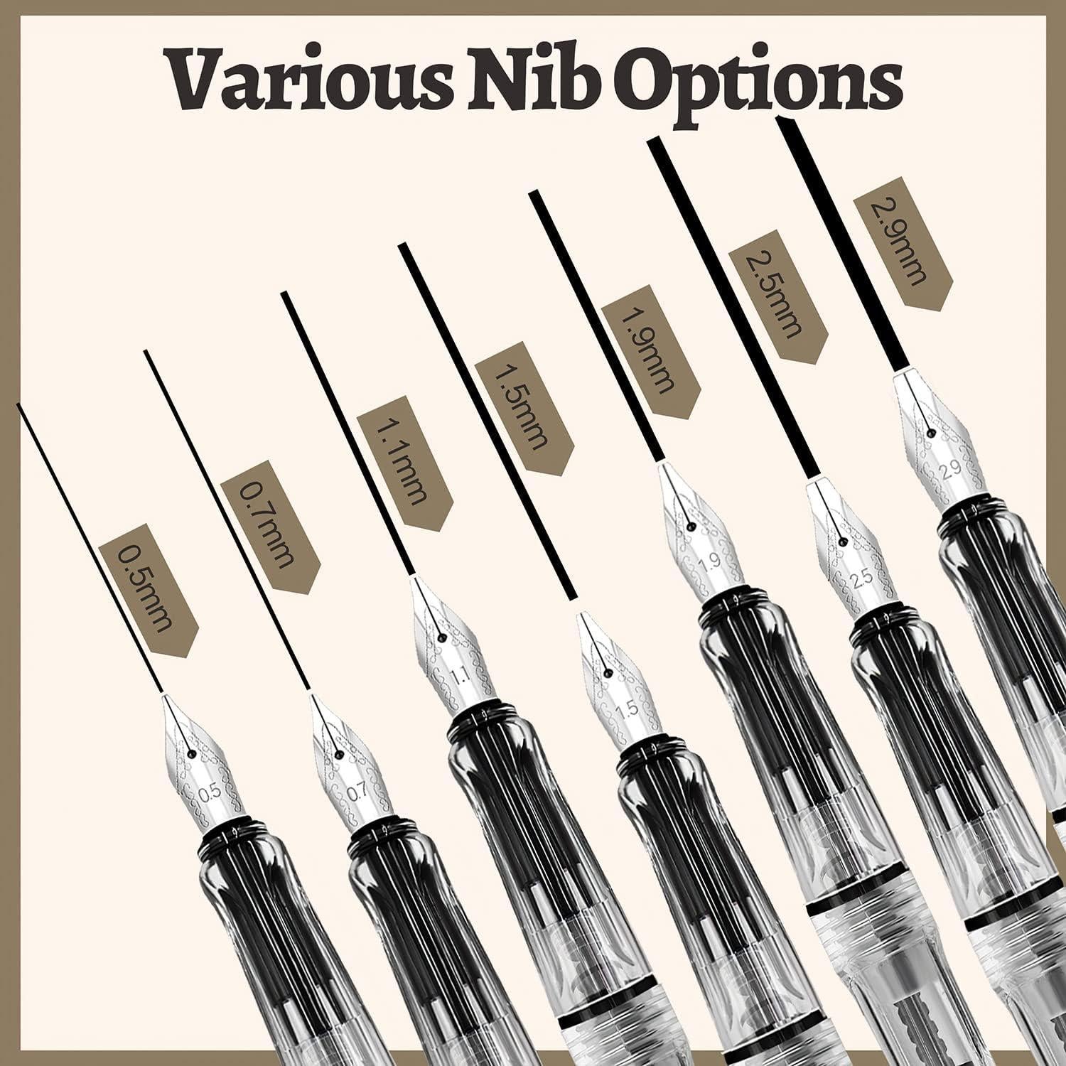 Juego de Caligrafía Wonwood 7 Plumas Estilográficas 40 Cartuchos