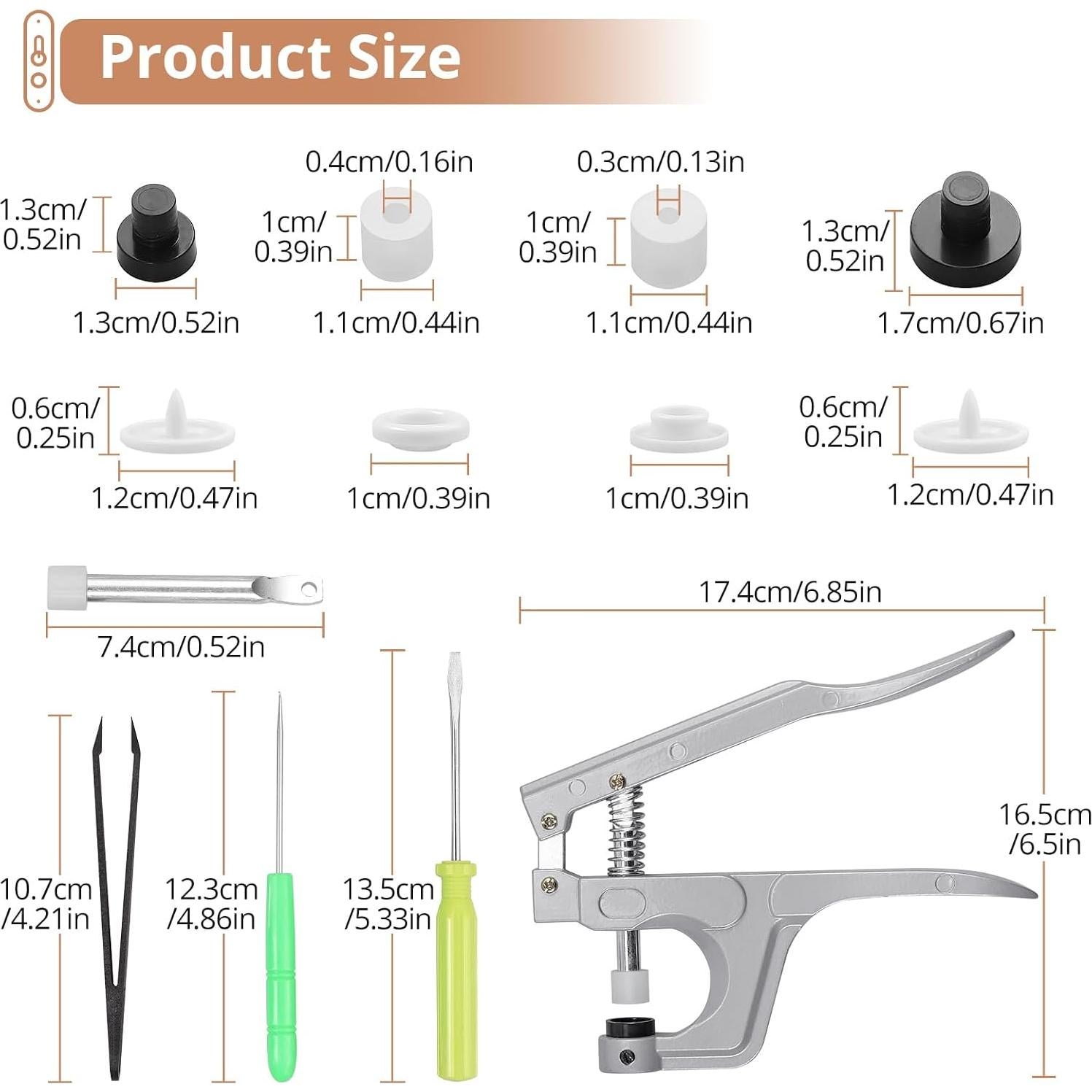 Kit de Botones a Presión Kamtop 120 Piezas 15 Colores para Costura