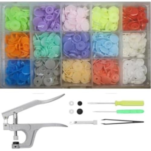 Kit de Botones a Presión Kamtop 120 Piezas 15 Colores para Costura