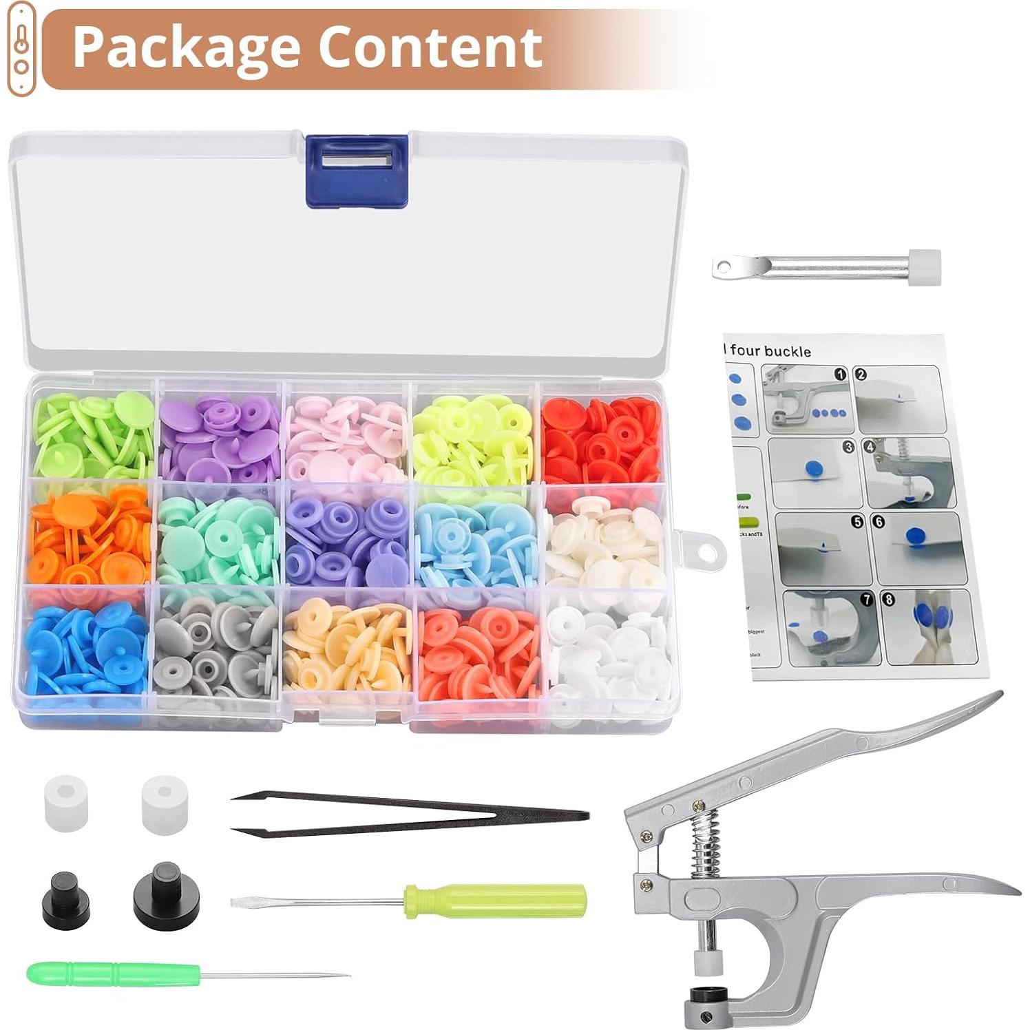 Kit de Botones a Presión Kamtop 120 Piezas 15 Colores para Costura