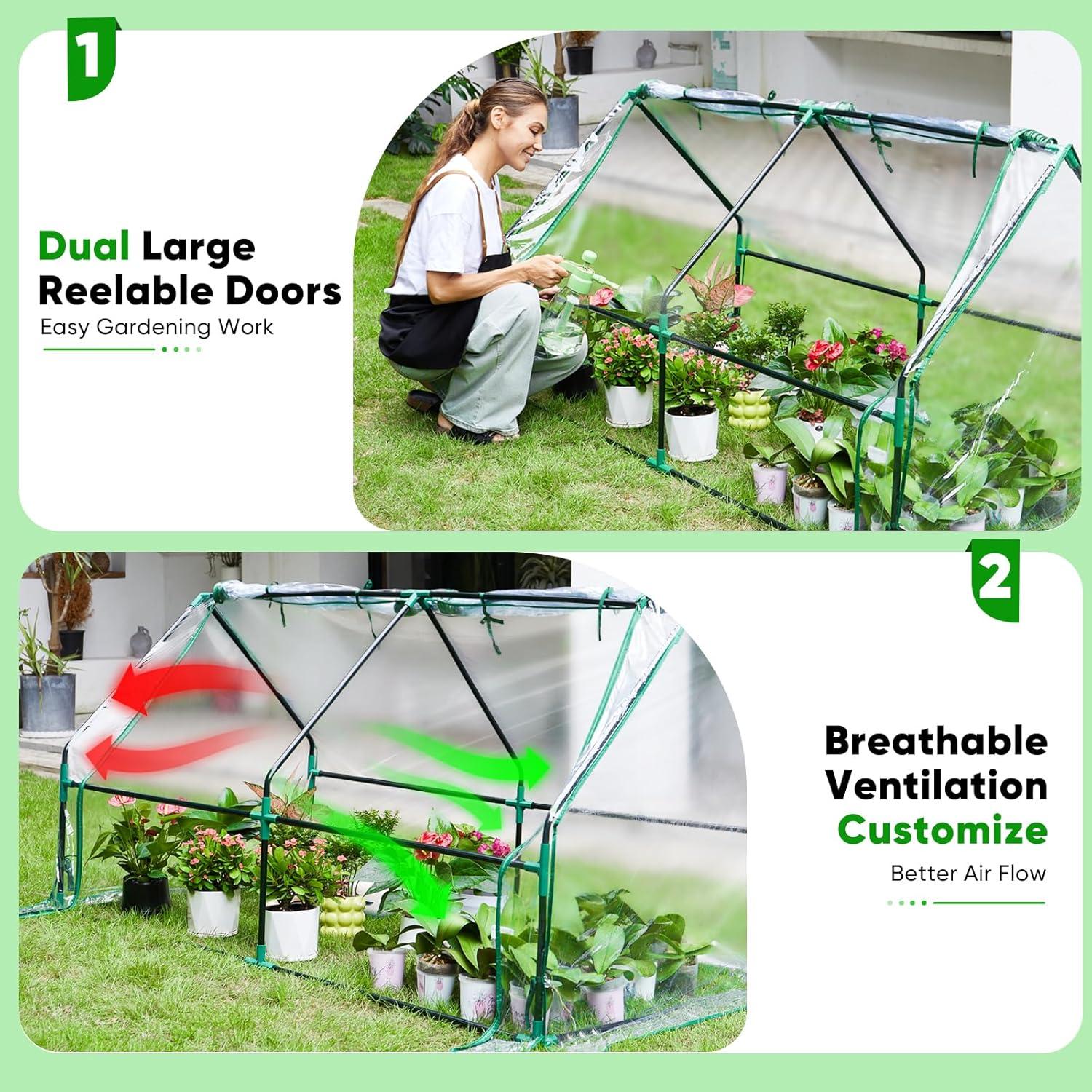 Invernadero Mini Portátil Greengro 180x91x91 cm con Cremallera