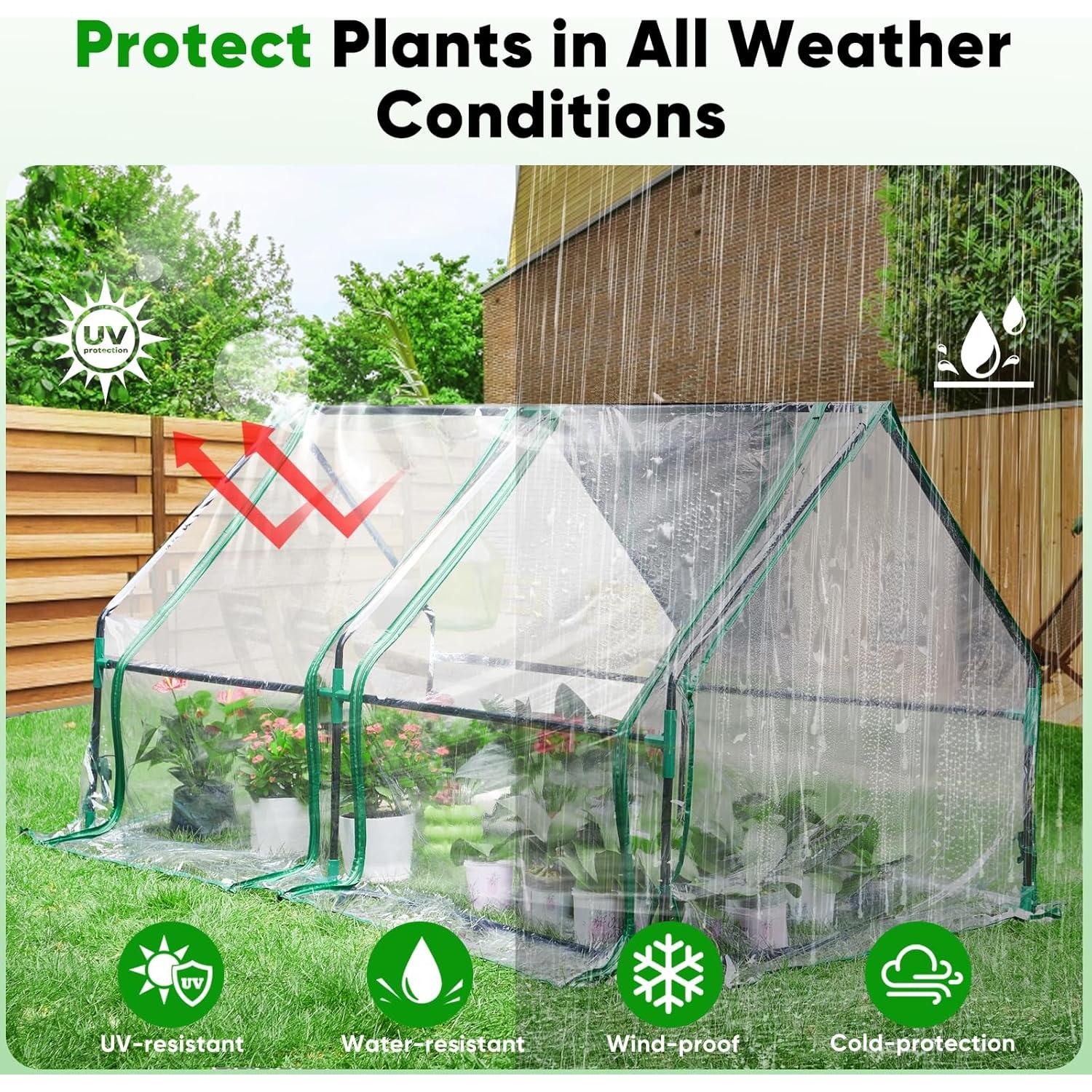 Invernadero Mini Portátil Greengro 180x91x91 cm con Cremallera