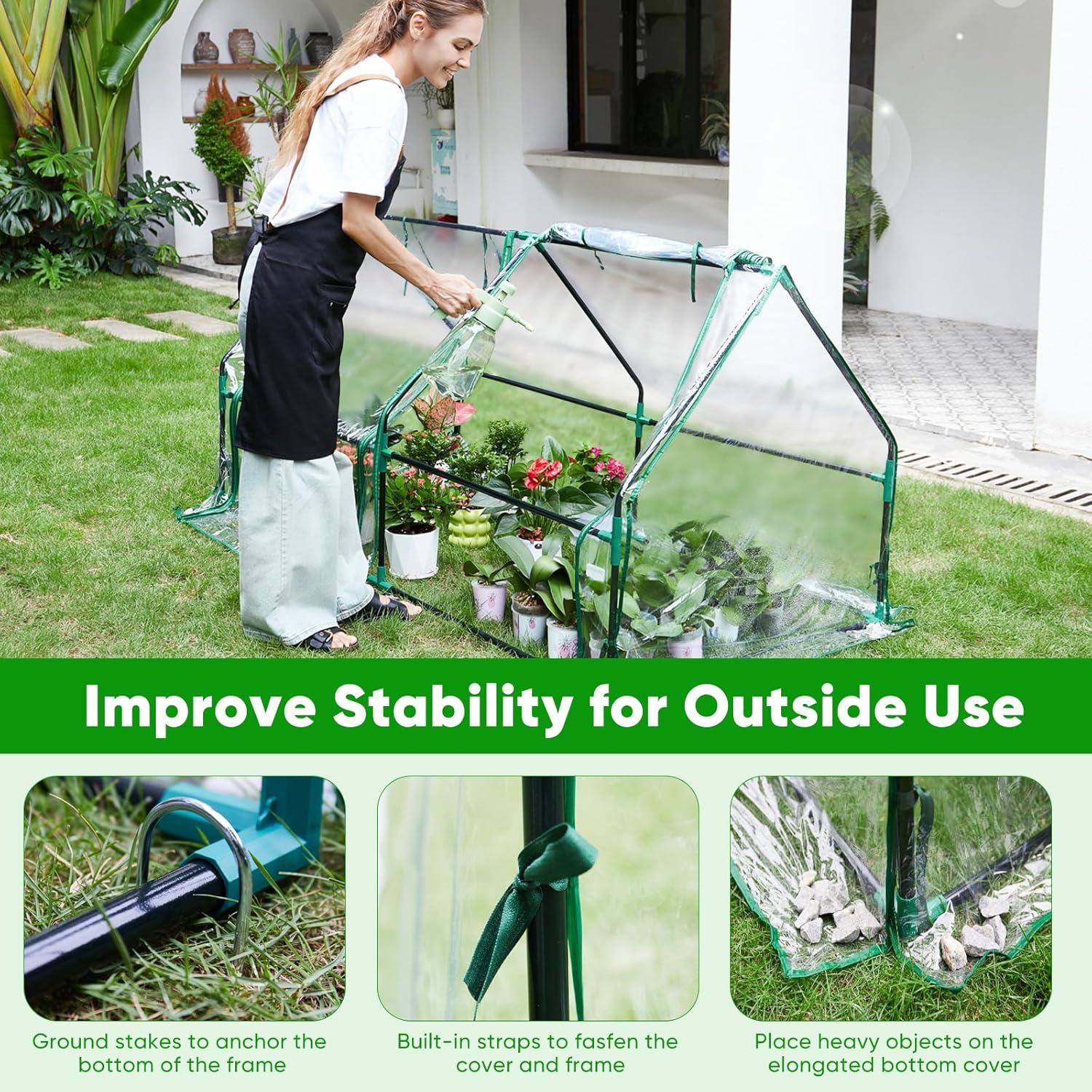 Invernadero Mini Portátil Greengro 180x91x91 cm con Cremallera