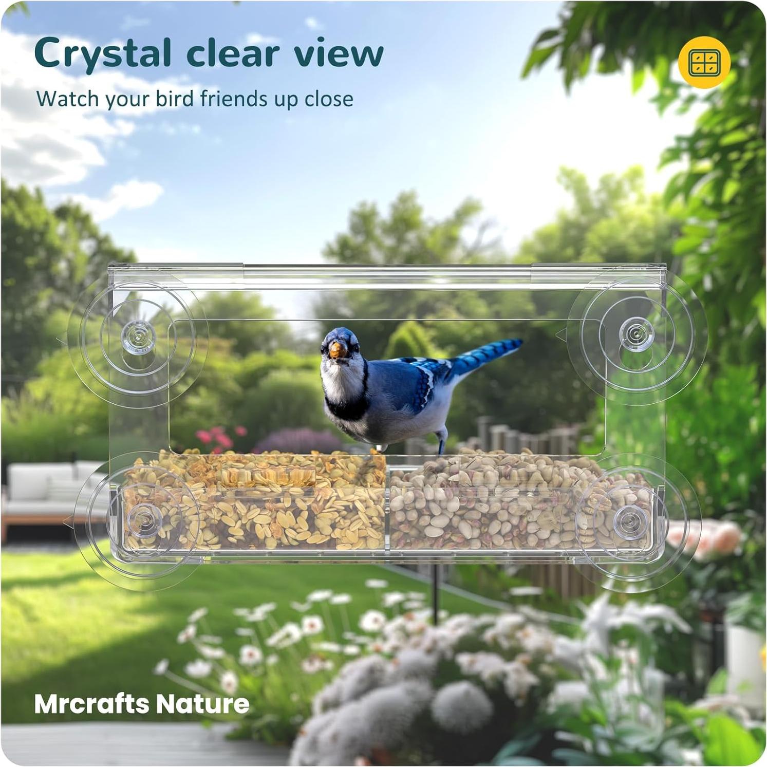 Comedero para Aves de Ventana MrCrafts Nature Rectángulo 0.23 kg