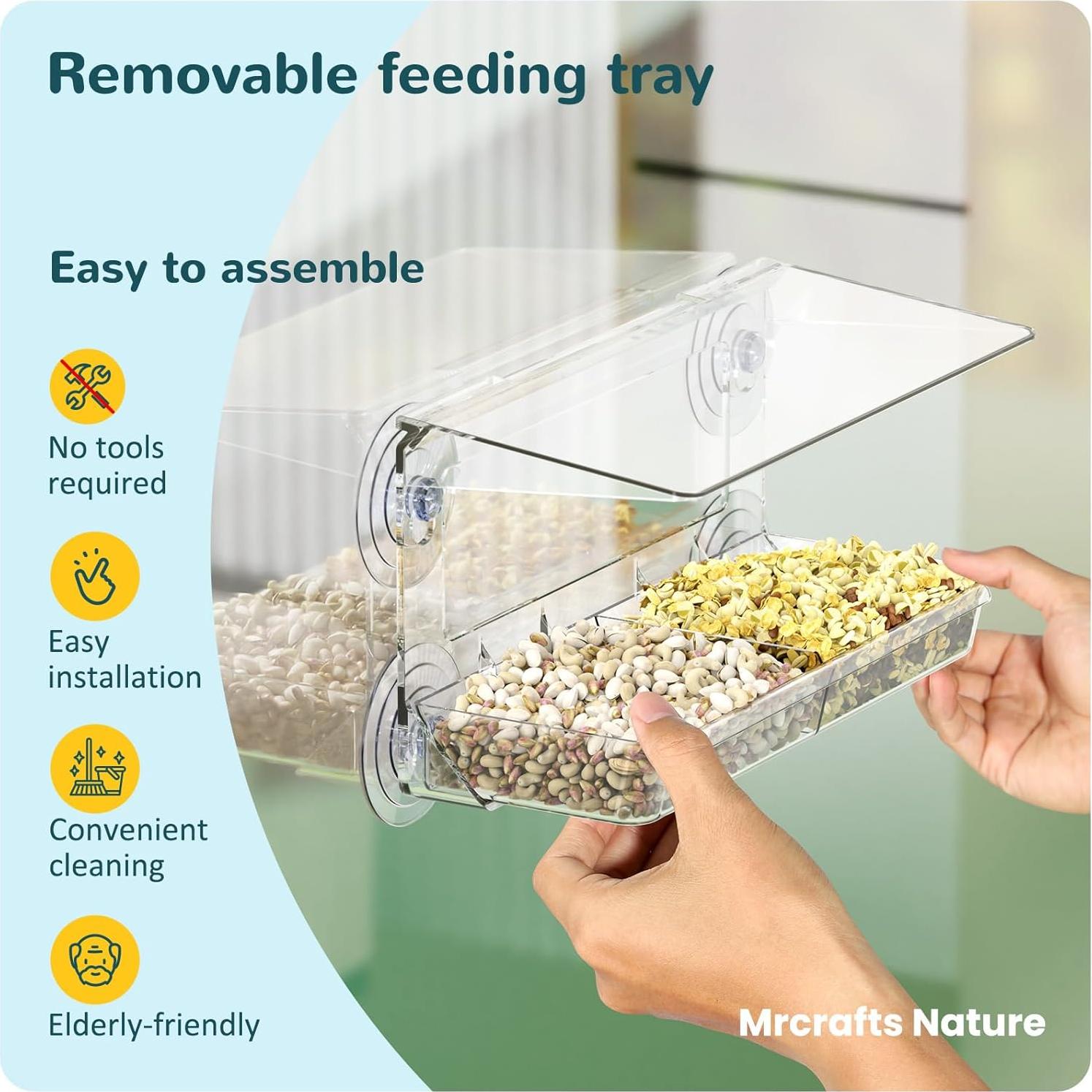 Comedero para Aves de Ventana MrCrafts Nature Rectángulo 0.23 kg