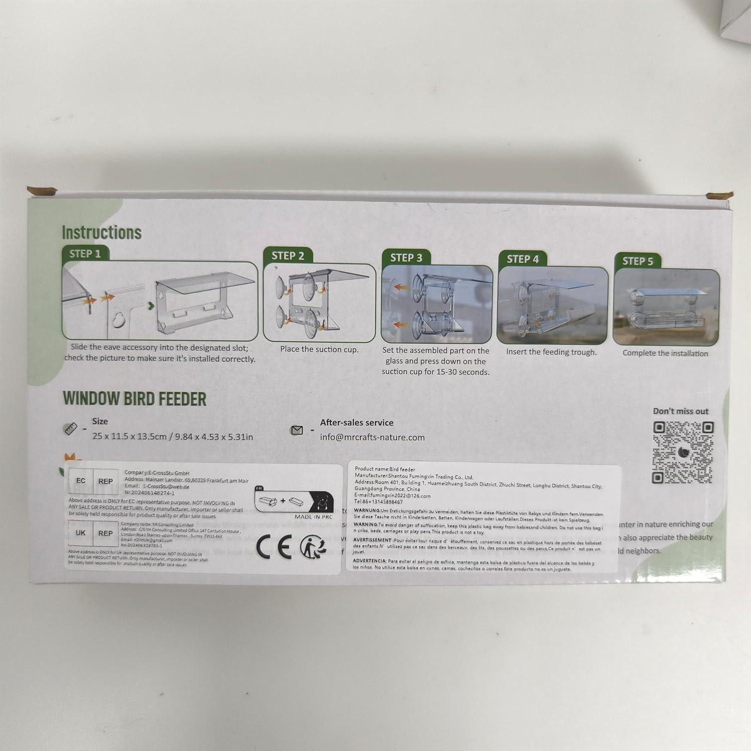 Comedero para Aves de Ventana MrCrafts Nature Rectángulo 0.23 kg