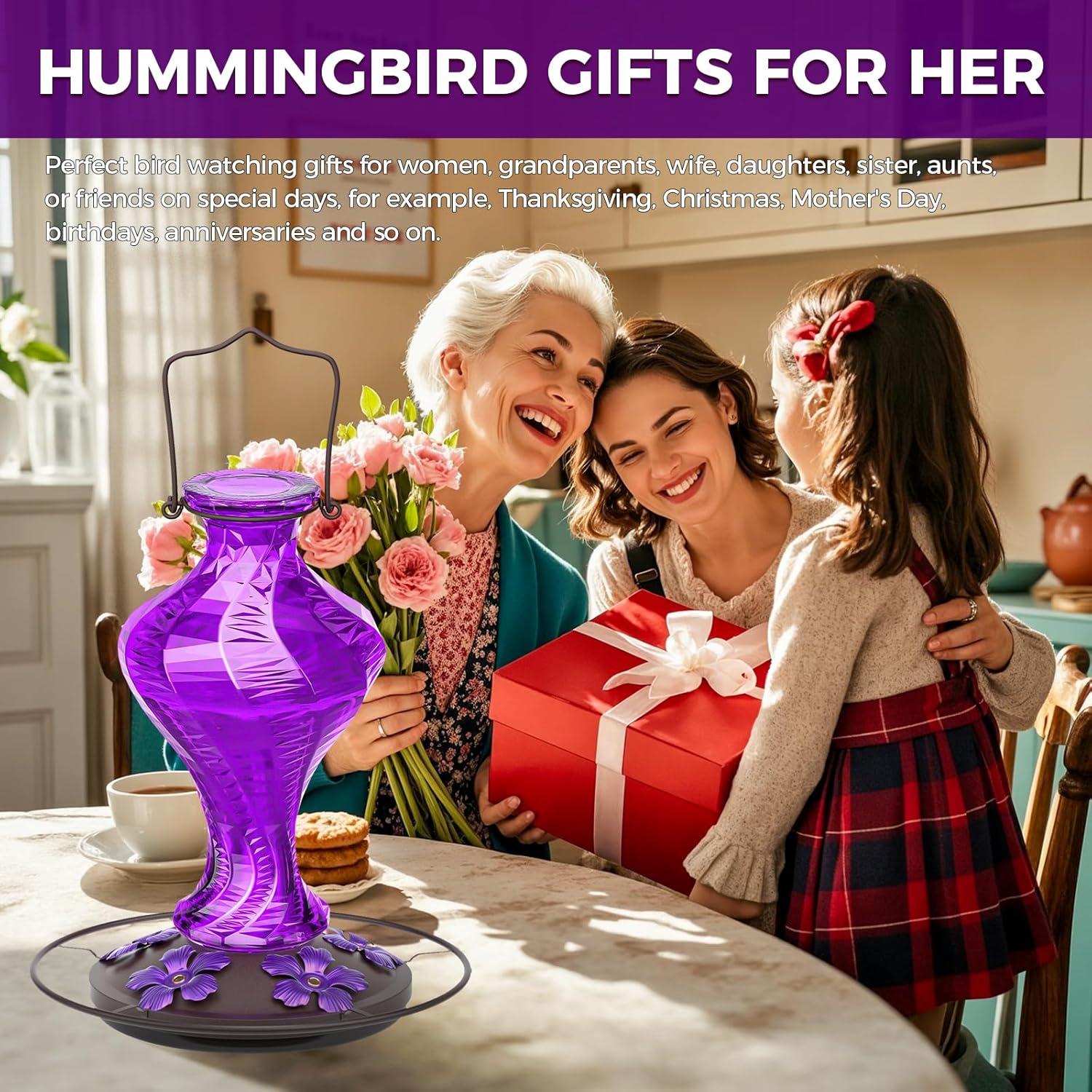 Alimentador de Colibríes de Vidrio Grete Gotye 20 Oz Púrpura