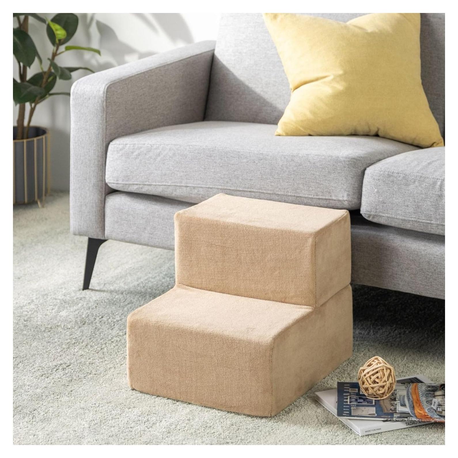 Escalera para Mascotas ZINUS 2 Pasos Espuma Alta Densidad Beige