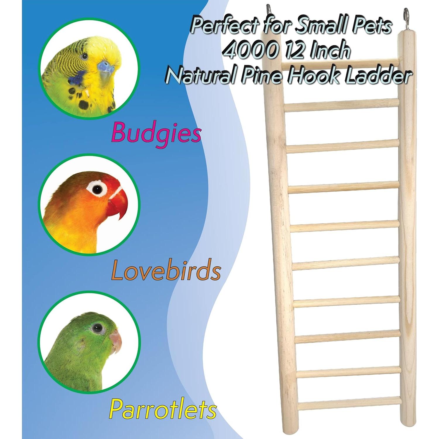 Escalera Colgante de Madera de Pino Natural 30.5 cm M&M Bird Toys