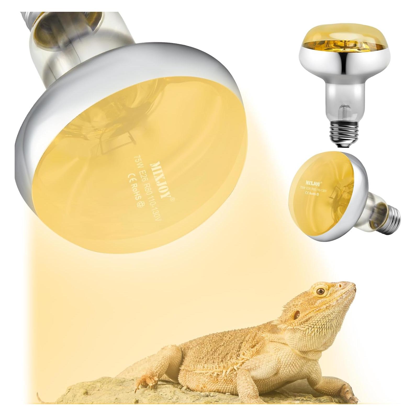 MIXJOY Bombillas de Calor para Reptiles 75W 2Pack UVA