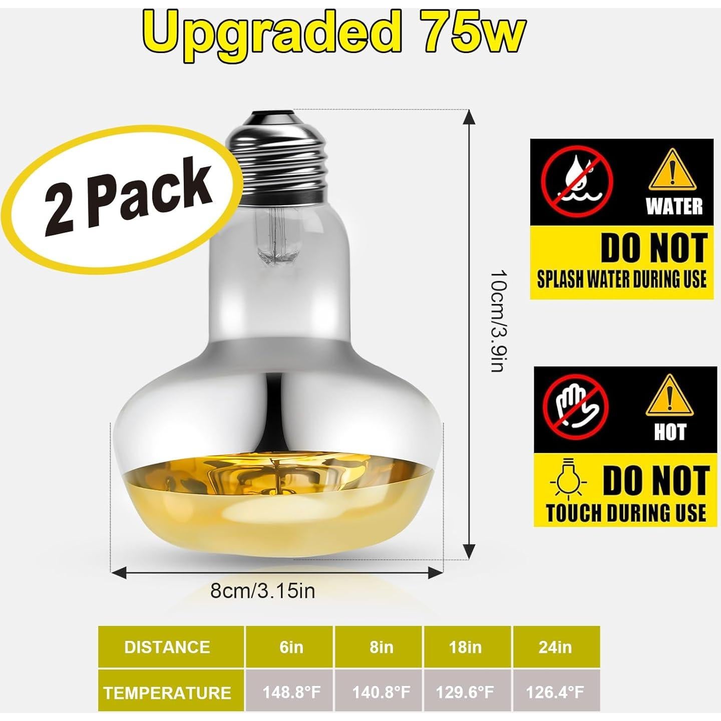 MIXJOY Bombillas de Calor para Reptiles 75W 2Pack UVA