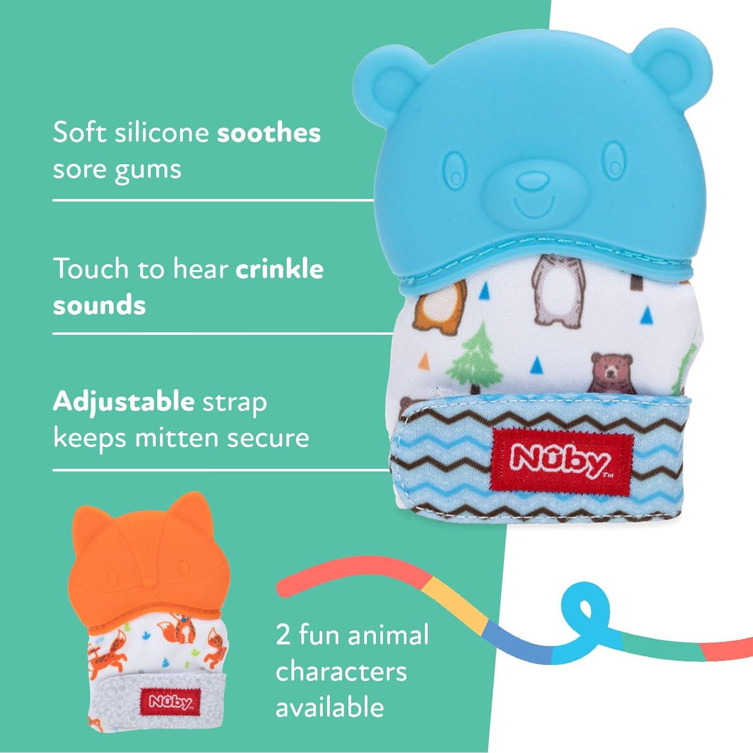 Mitón de Silicona para Dentición Nuby Oso 3+ Meses