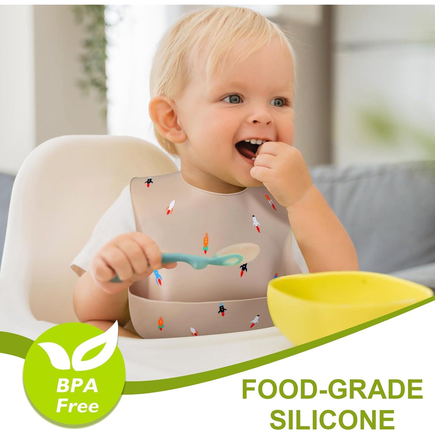 Babero de Silicona Accmor Cohete Impermeable para Bebés