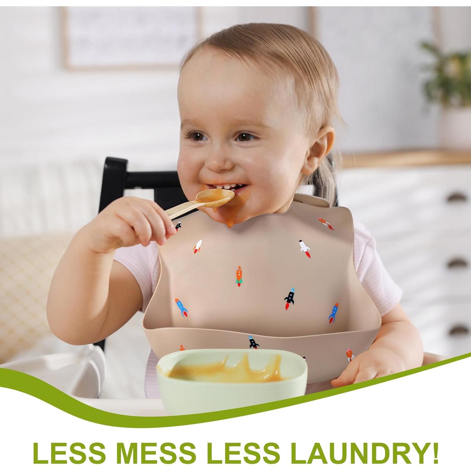 Babero de Silicona Accmor Cohete Impermeable para Bebés