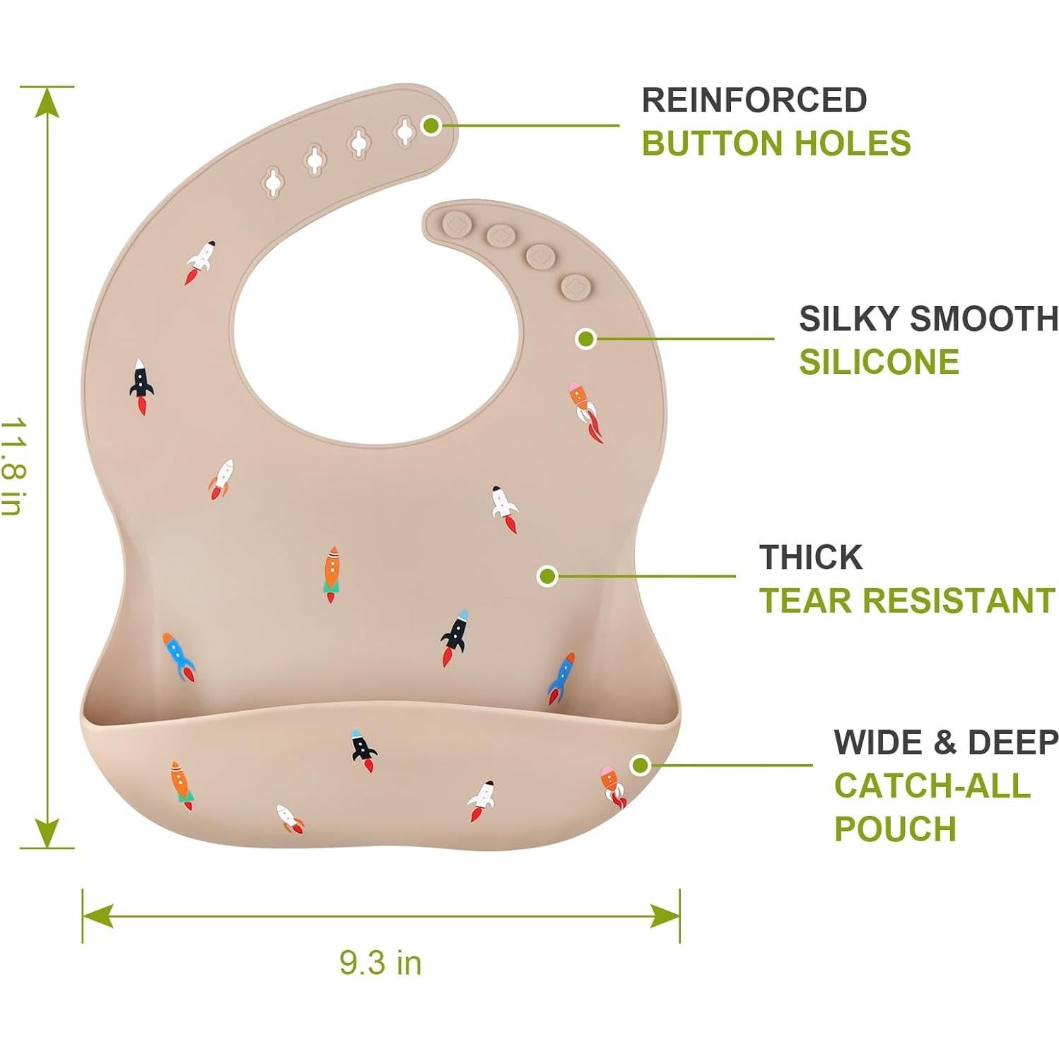 Babero de Silicona Accmor Cohete Impermeable para Bebés