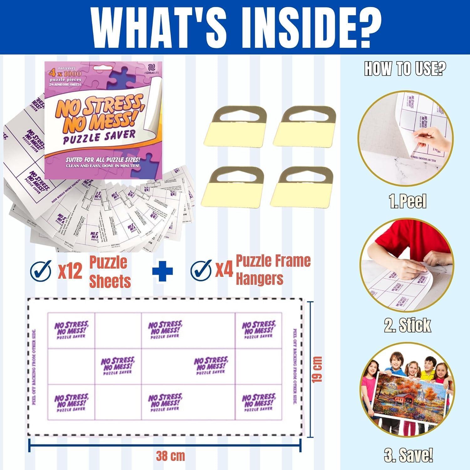 Hojas Adhesivas para Preservar Rompecabezas aGreatLife 12 Unidades