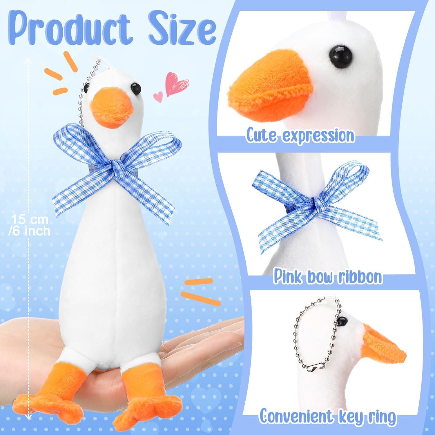 6 Gansos de Peluche RoundFunny 15 cm con Cinta Azul