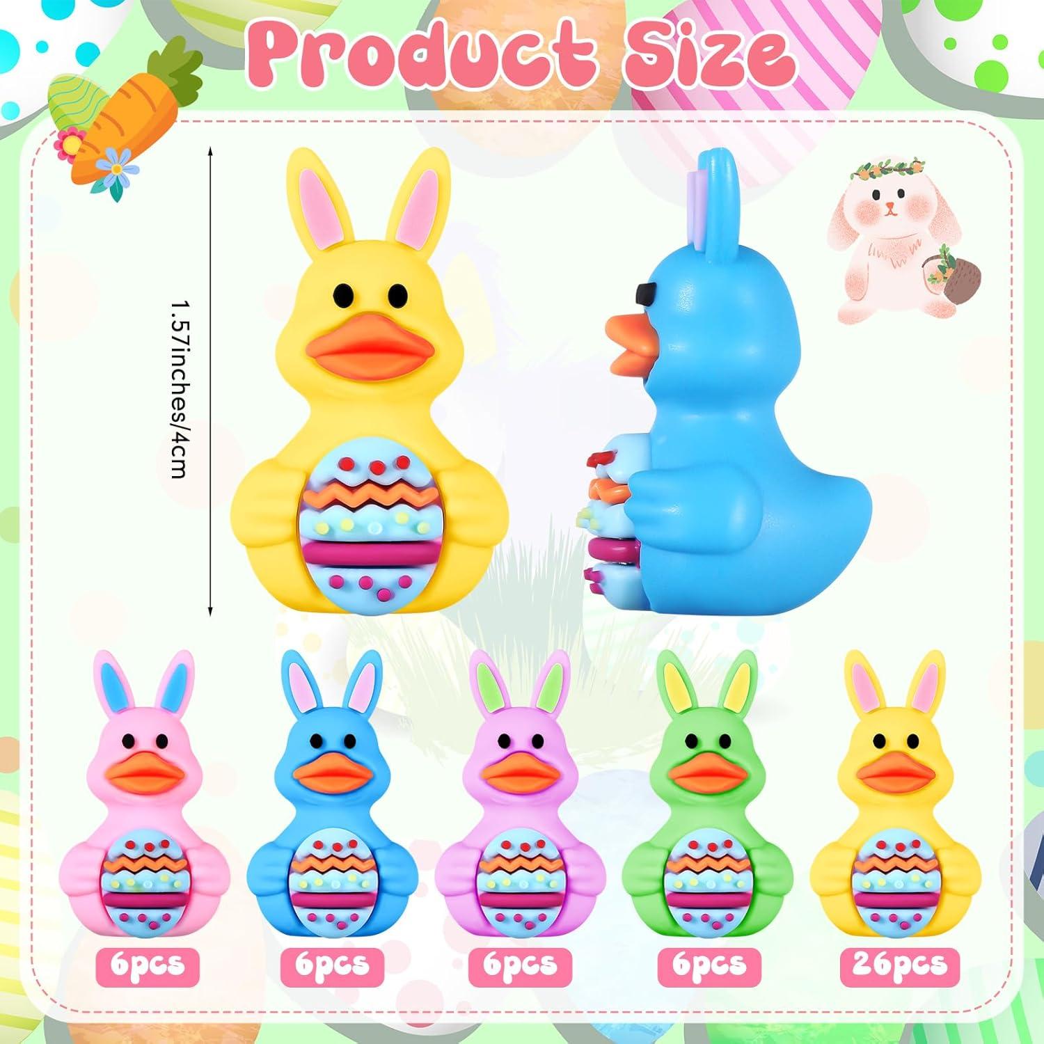 50 Patitos de Goma de Pascua Gejoy 4 cm con Orejas de Conejo