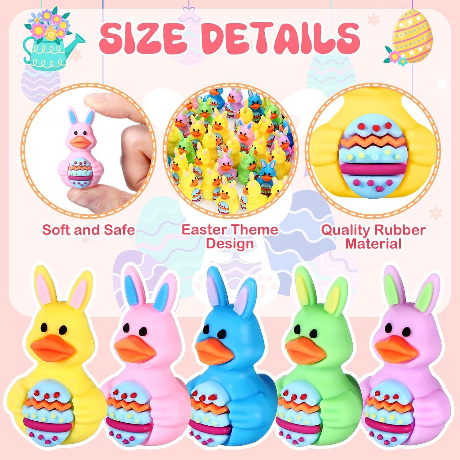 50 Patitos de Goma de Pascua Gejoy 4 cm con Orejas de Conejo