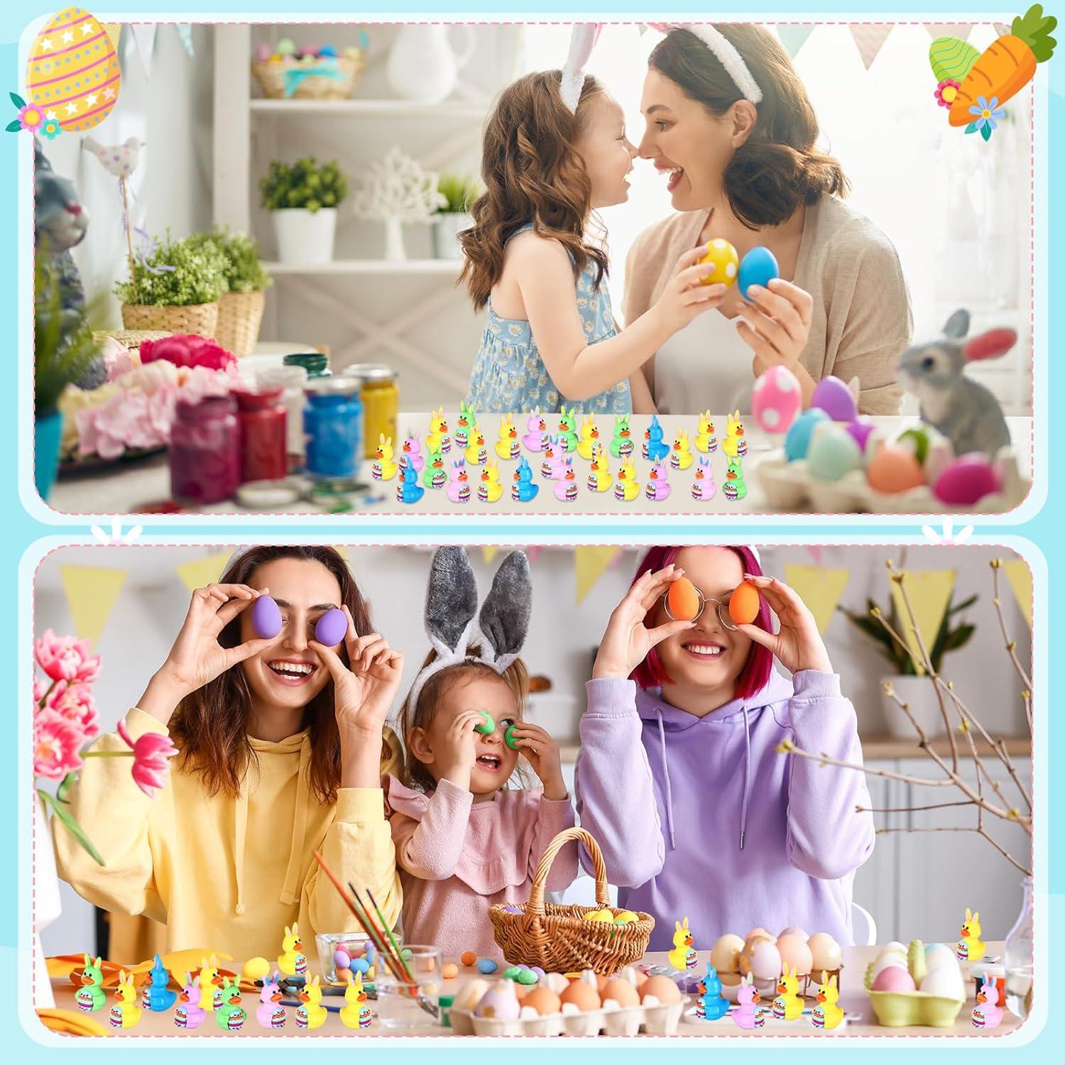 50 Patitos de Goma de Pascua Gejoy 4 cm con Orejas de Conejo