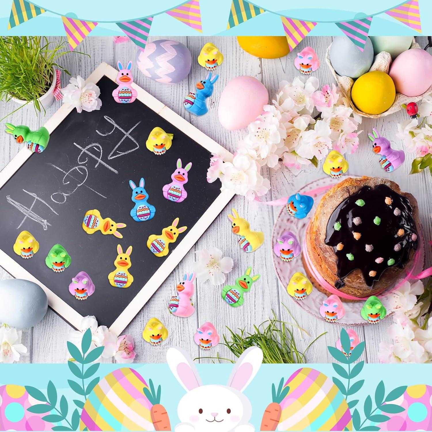 50 Patitos de Goma de Pascua Gejoy 4 cm con Orejas de Conejo