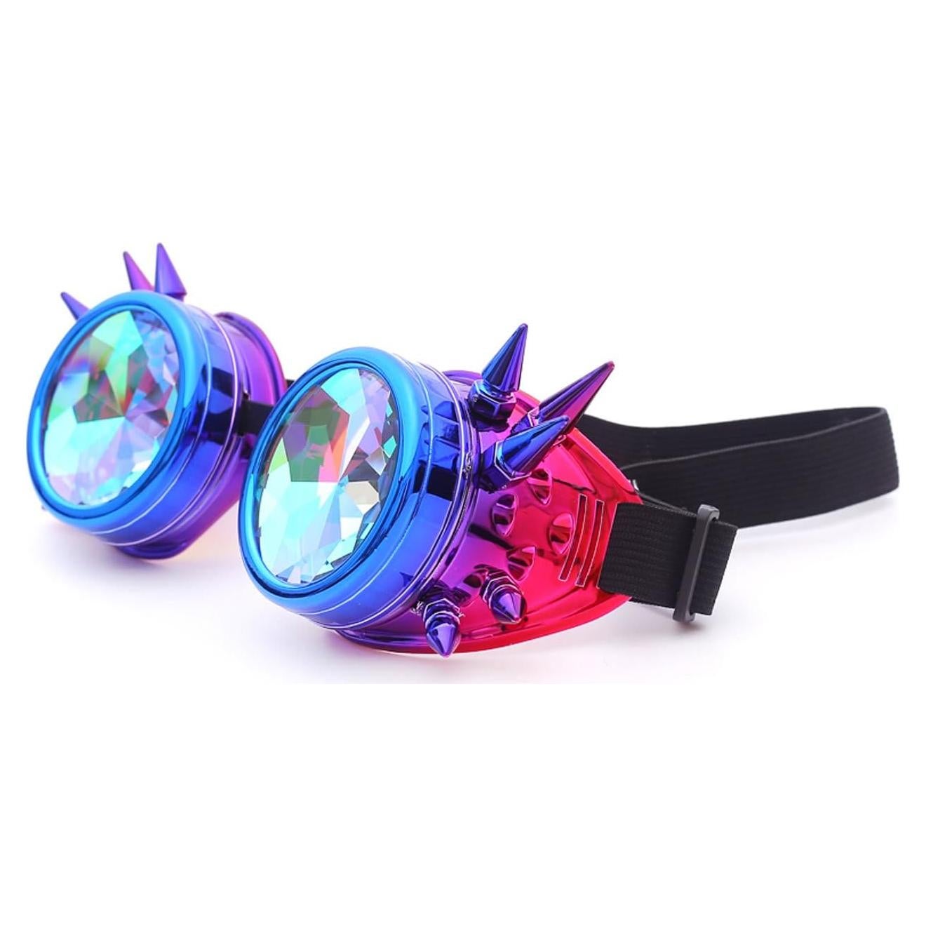 Gafas de Kaleidoscopio Steampunk Rave Prisma 3D Azulrojo