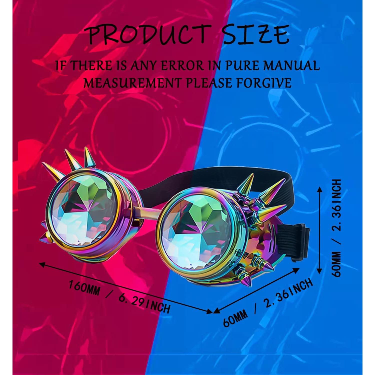 Gafas de Kaleidoscopio Steampunk Rave Prisma 3D Azulrojo