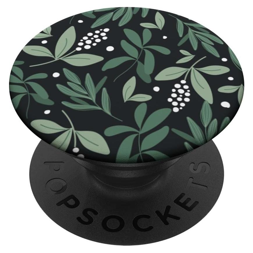 PopSockets PopGrip Floral Verde y Bayas Blancas 10.9x8.6cm