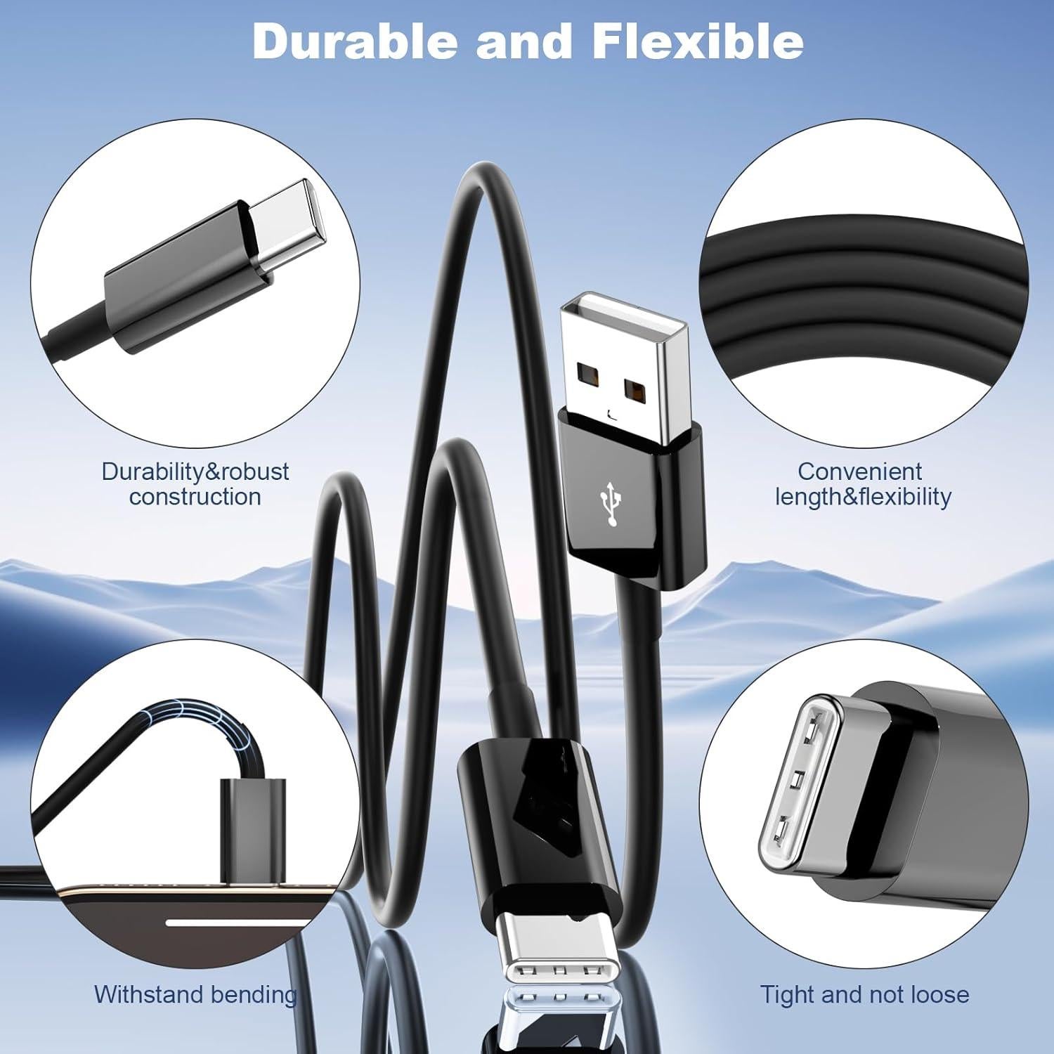 Cable Carplay USB A a USB C 2Pack 91cm Negro para iPhone 15/16