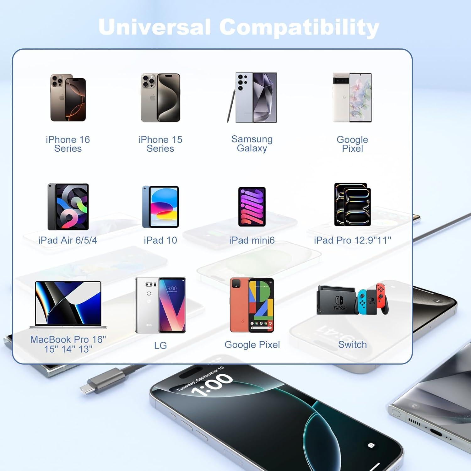 Cable Carplay USB A a USB C 2Pack 91cm Negro para iPhone 15/16