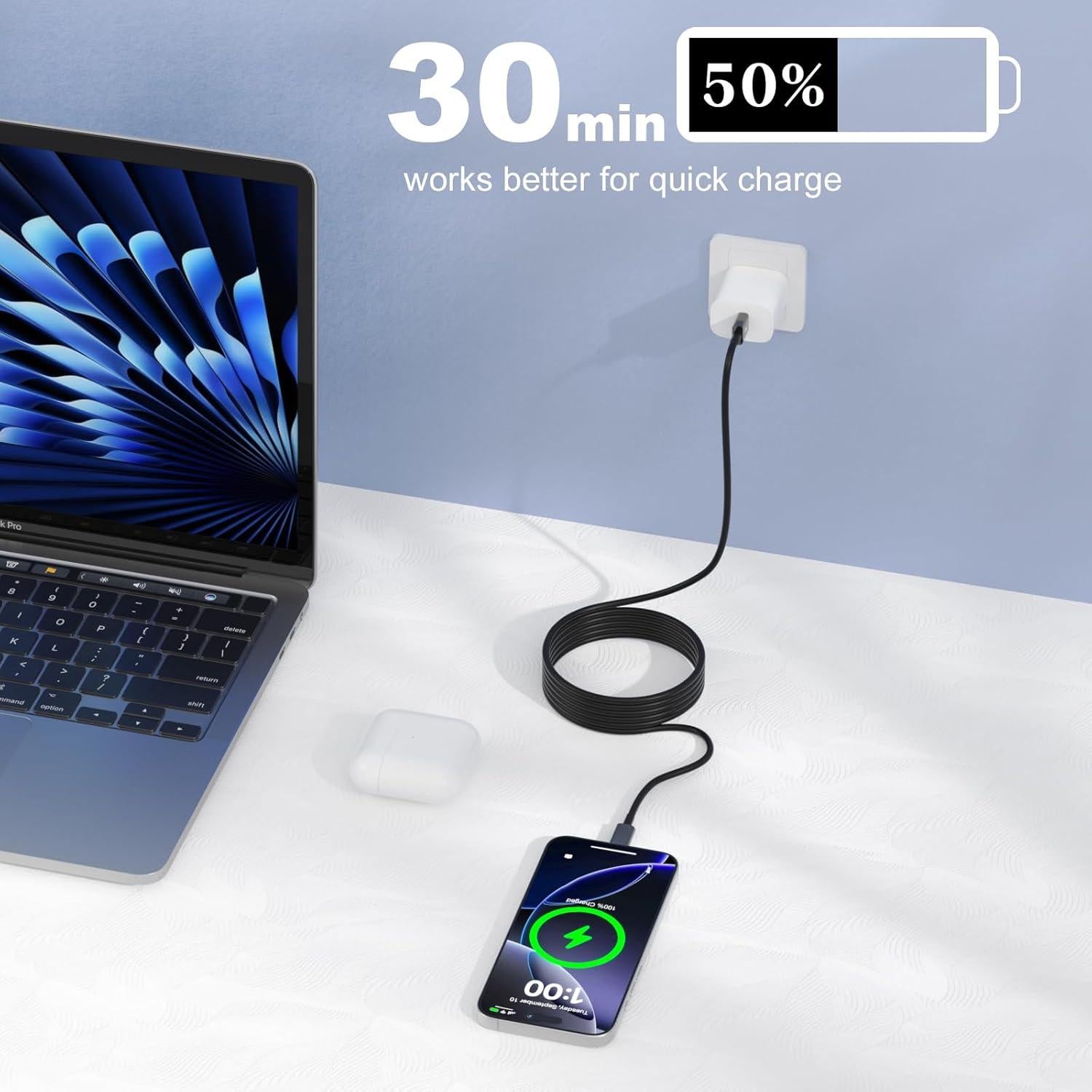 Cable Carplay USB A a USB C 2Pack 91cm Negro para iPhone 15/16