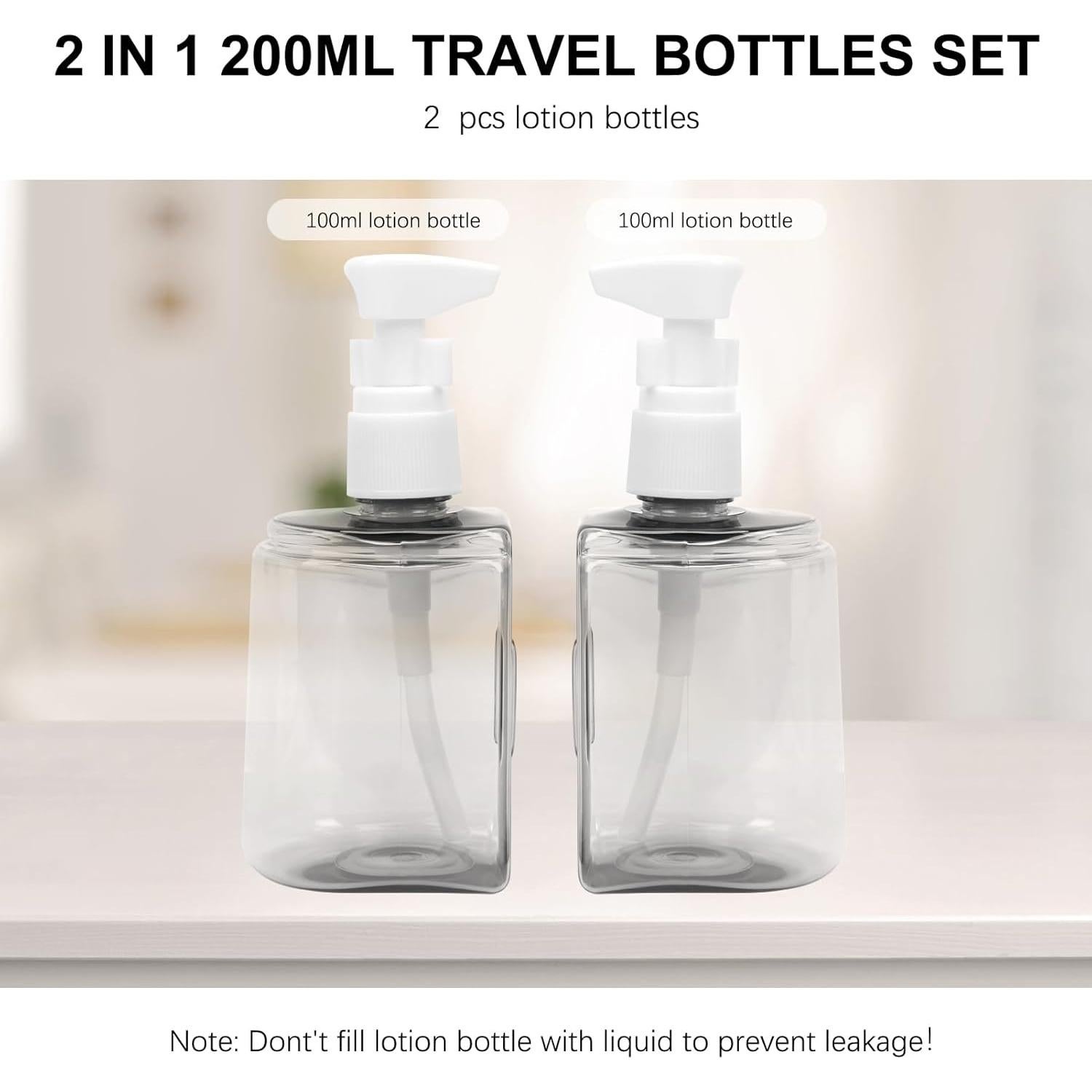 Botellas de Viaje Skycase 2 en 1 - A Prueba de Fugas, 100ml