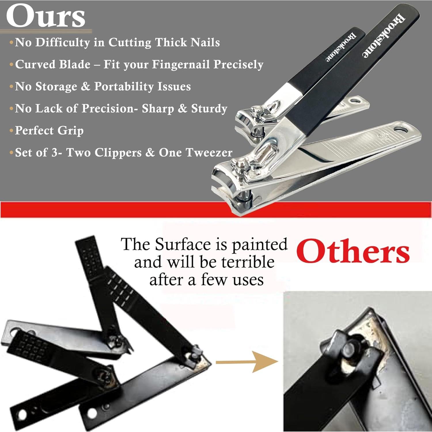 Juego de Cortauñas Brookstone - Acero Inoxidable Premium, 2 Piezas