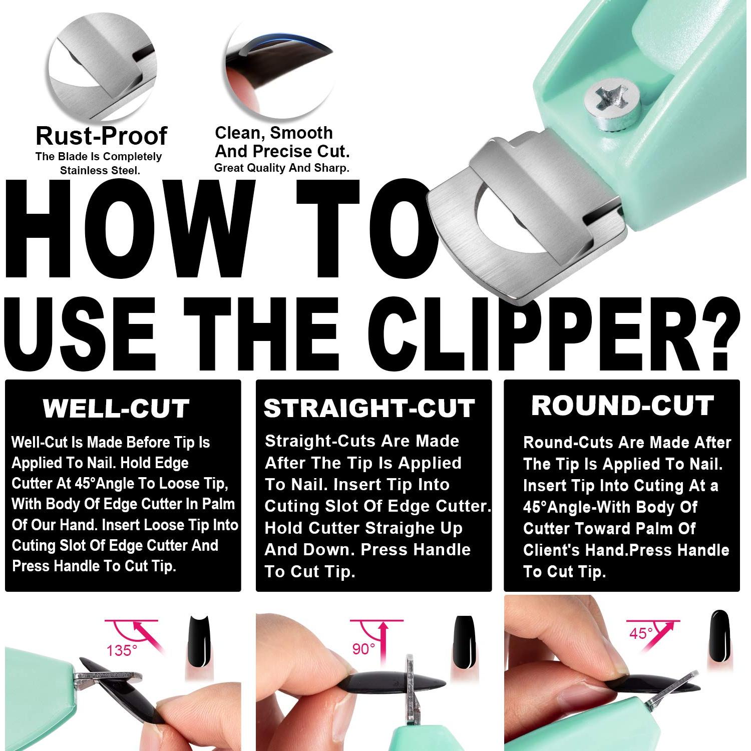 Cortador de Uñas Falsas GA&EN Verde Acrílico Ajustable