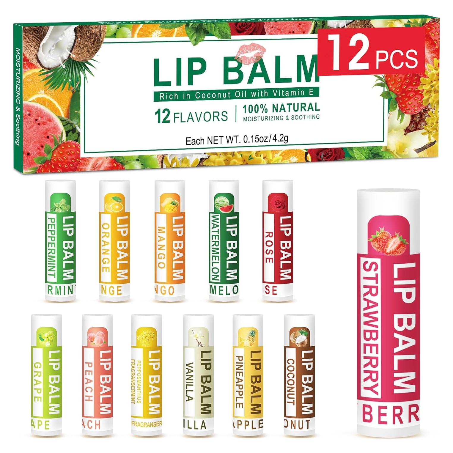 Bálsamos Labiales Naturales DMSKY - Paquete de 12 Sabores