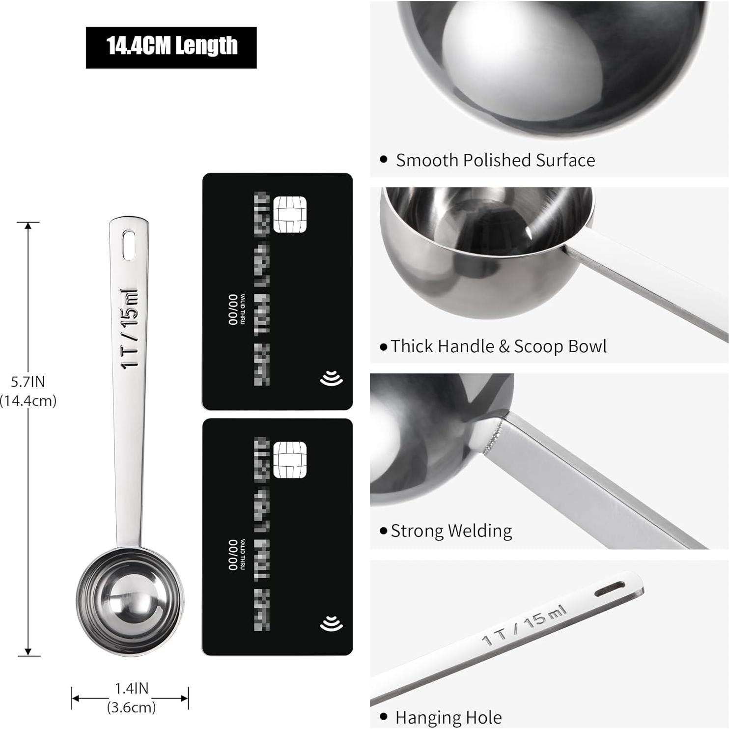 Cuchara Medidora de Acero Inoxidable Doosu 15ml 14.5cm