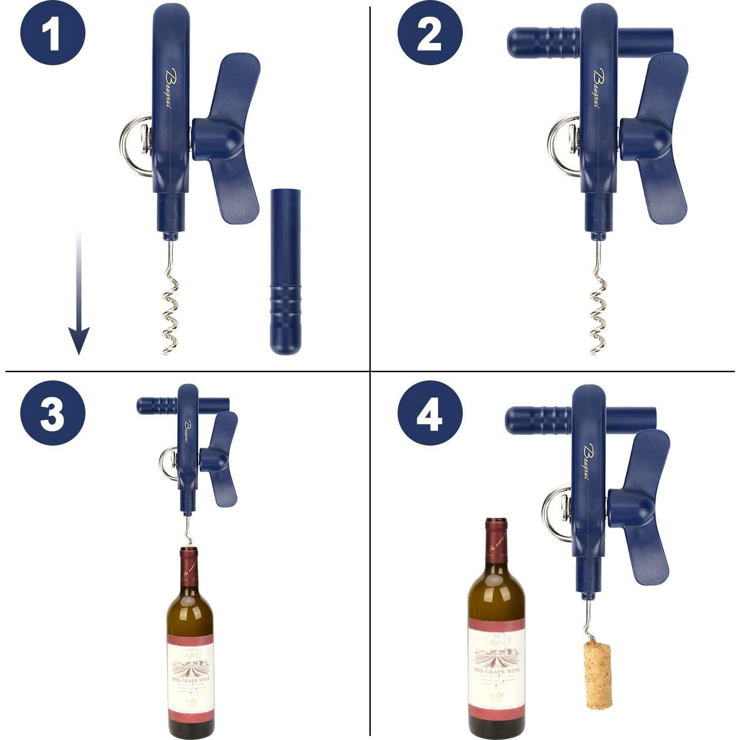 Abridor de Latas Manual 4-en-1 Bangrui Azul - Seguro y Versátil