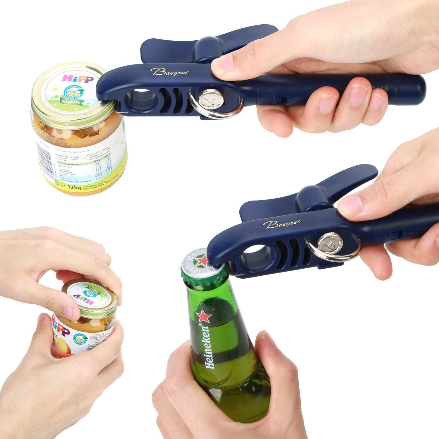 Abridor de Latas Manual 4-en-1 Bangrui Azul - Seguro y Versátil