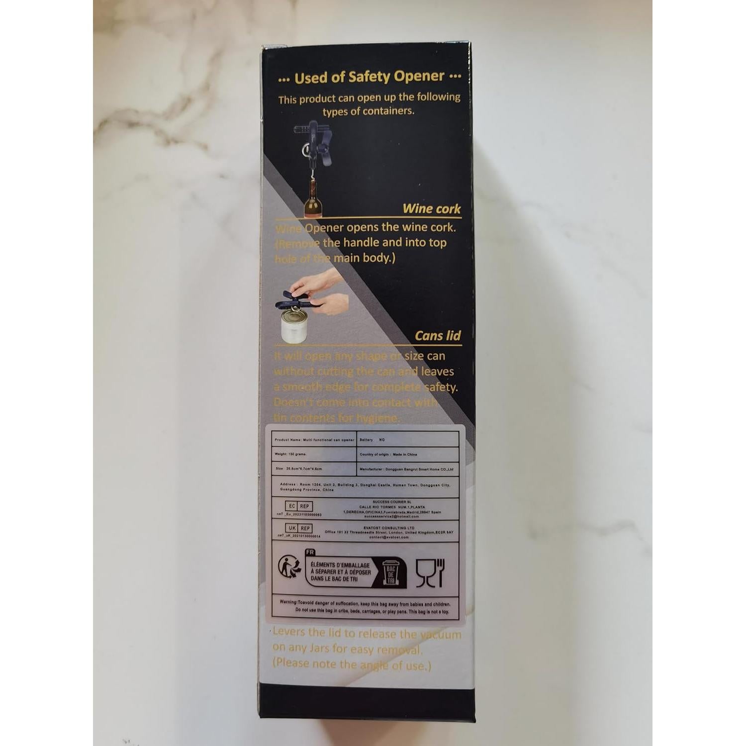 Abridor de Latas Manual 4-en-1 Bangrui Azul - Seguro y Versátil