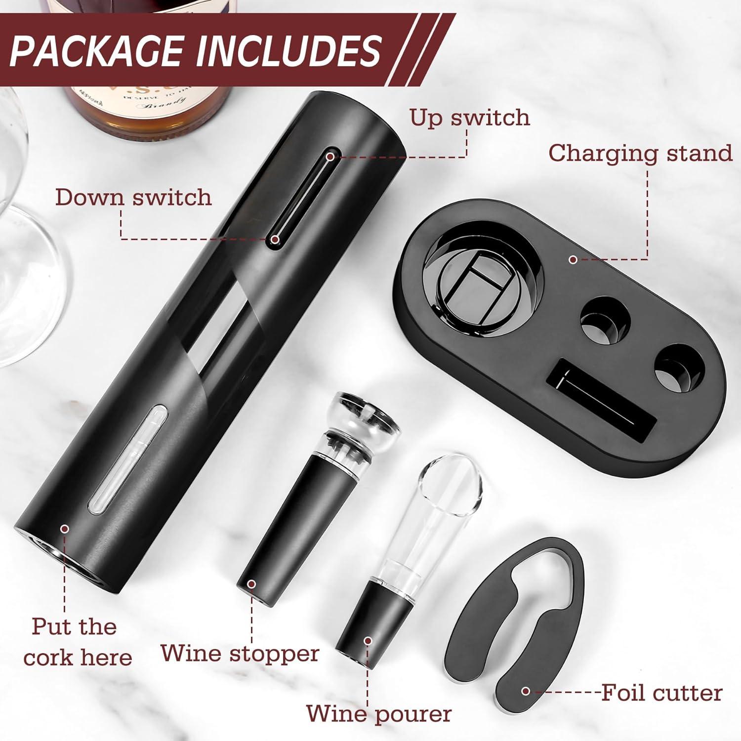 Set de abridor de vino eléctrico BreezeSound 6 en 1 recargable