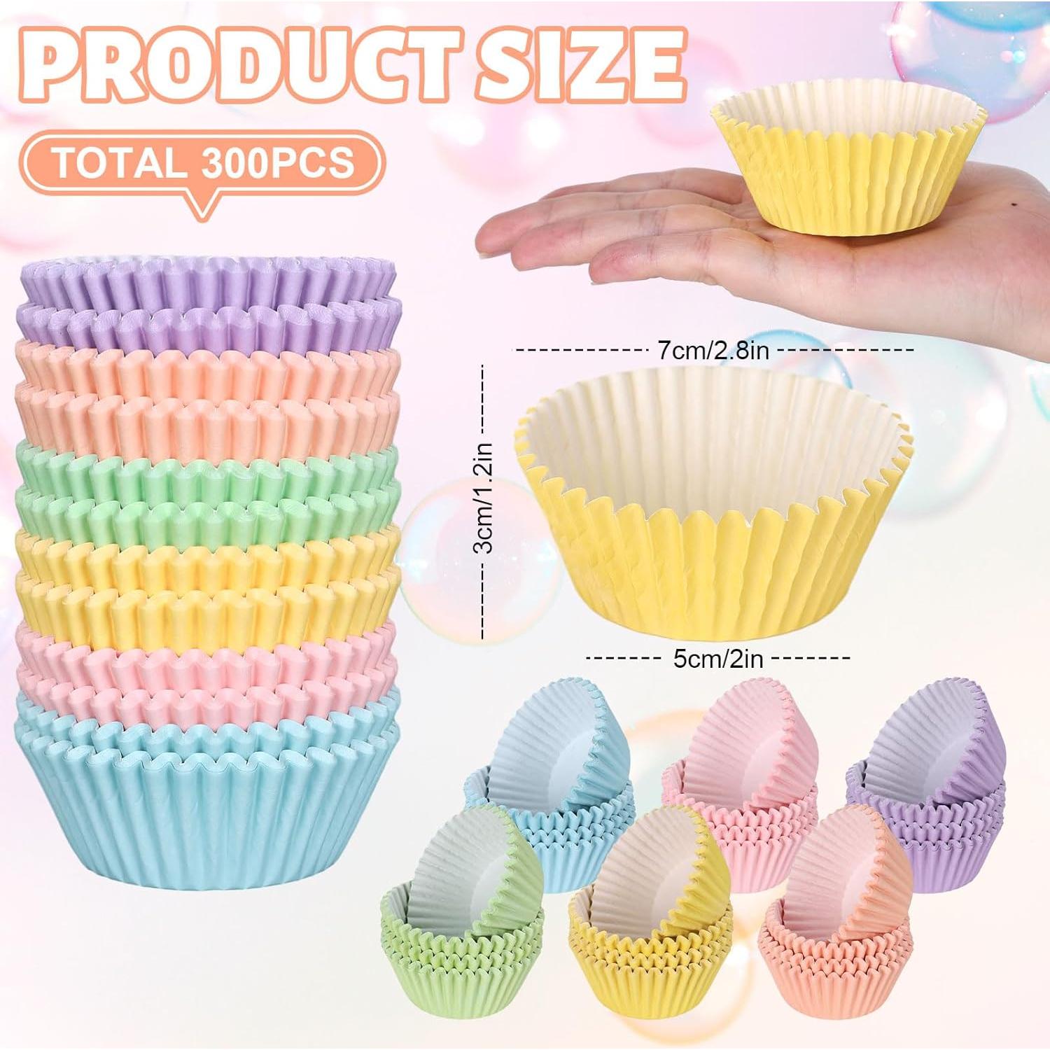 Forros de Cupcake Desechables Whaline 300 Pcs Colores Pastel