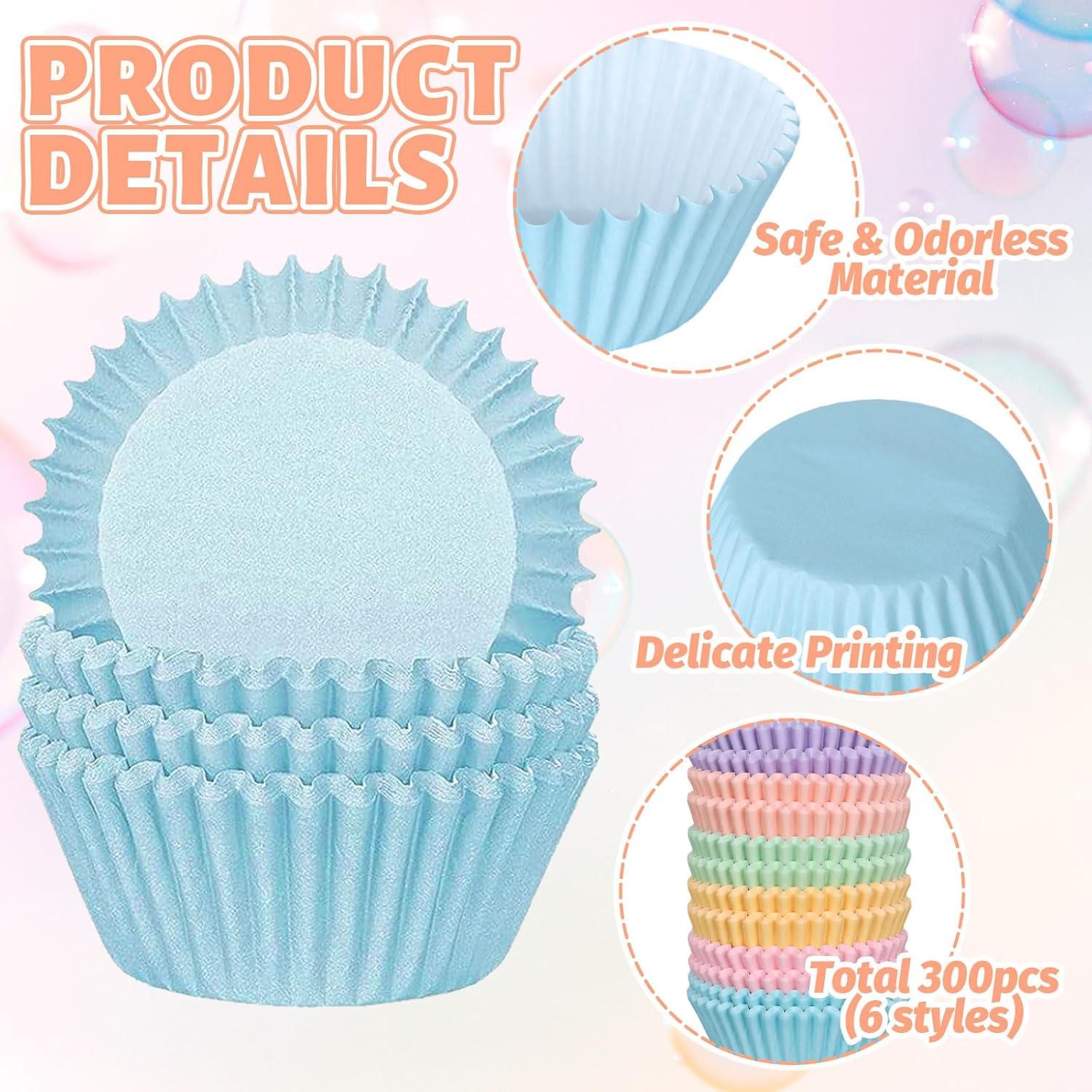 Forros de Cupcake Desechables Whaline 300 Pcs Colores Pastel