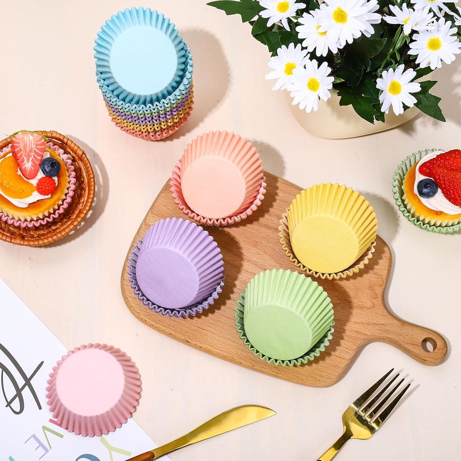 Forros de Cupcake Desechables Whaline 300 Pcs Colores Pastel