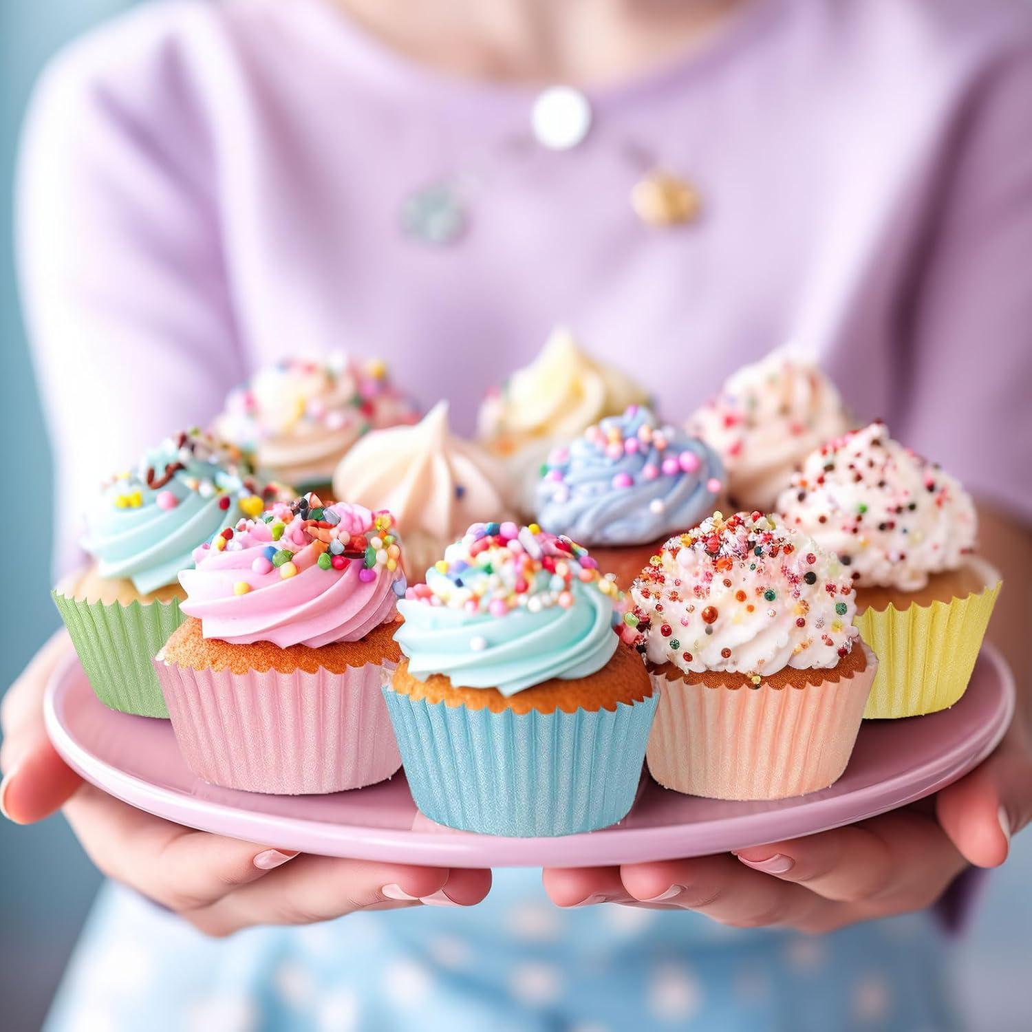Forros de Cupcake Desechables Whaline 300 Pcs Colores Pastel
